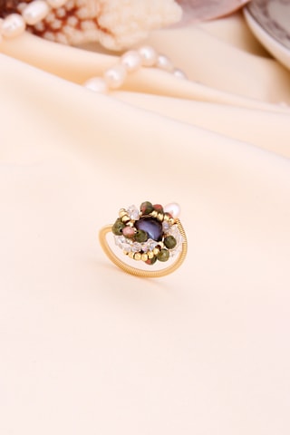 Bague - Plaqué or jaune et zircons