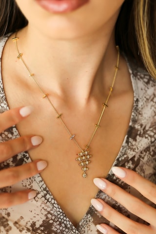 Collier - Plaqué or jaune et zircons