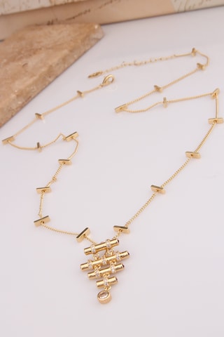 Collier - Plaqué or jaune et zircons