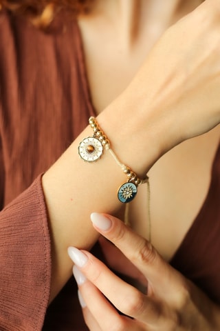 Bracelet - Plaqué or jaune et œil-de-tigre