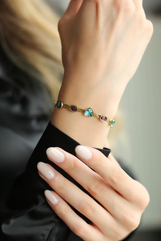 Bracelet - Plaqué or jaune et zircons