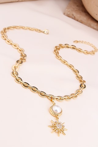 Collier - Plaqué or jaune et zircons