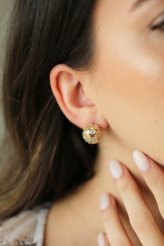 Boucles d’oreilles - Plaqué or jaune et zircons