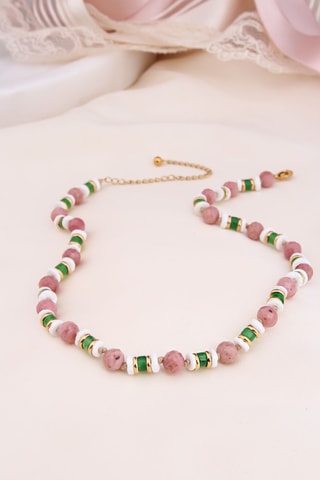 Collier - Plaqué or jaune et jaspes