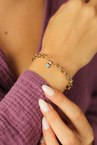 Bracelet - Plaqué or jaune et zircon