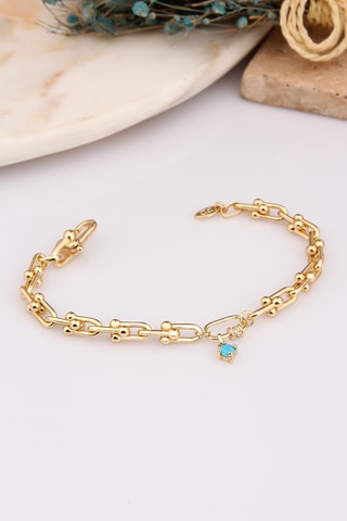 Bracelet - Plaqué or jaune et zircon