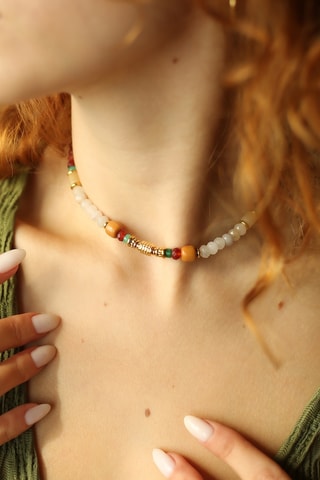 Collier - Plaqué or jaune et agates