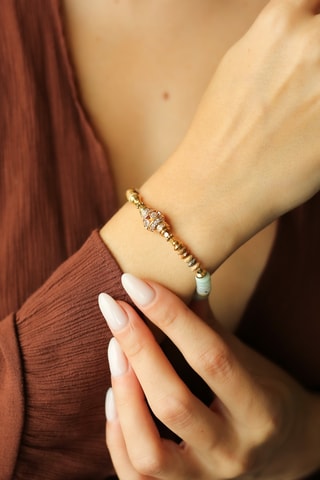 Bracelet - Plaqué or jaune, jaspes et zircons