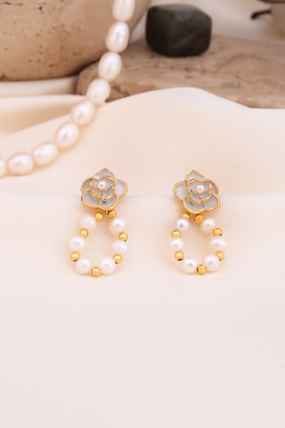 Boucles d’oreilles - Doré et blanc