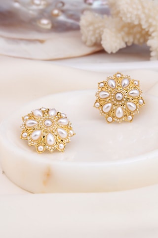 Boucles d’oreilles - Doré et blanc