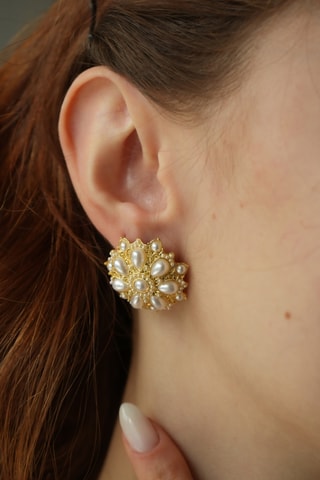 Boucles d’oreilles - Doré et blanc
