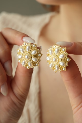 Boucles d’oreilles - Doré et blanc