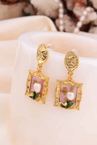 Boucles d’oreilles - Doré et rose poudré