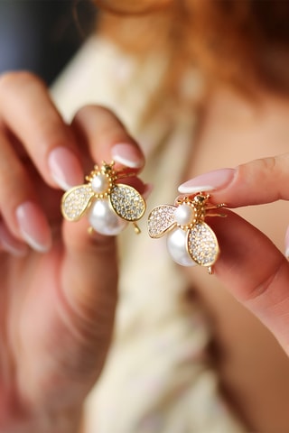 Boucles d’oreilles - Plaqué or jaune et zircons