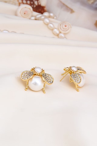 Boucles d’oreilles - Plaqué or jaune et zircons
