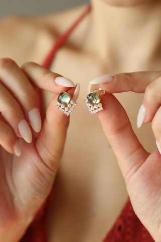 Puces - Plaqué or jaune, perles de culture et zircons