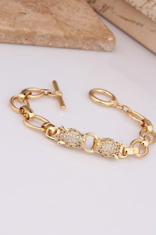 Bracelet - Plaqué or jaune et zircons