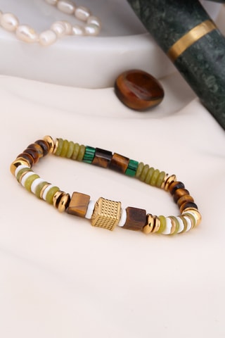 Bracelet - Plaqué or jaune et jaspes