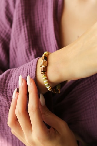 Bracelet - Plaqué or jaune et jaspes