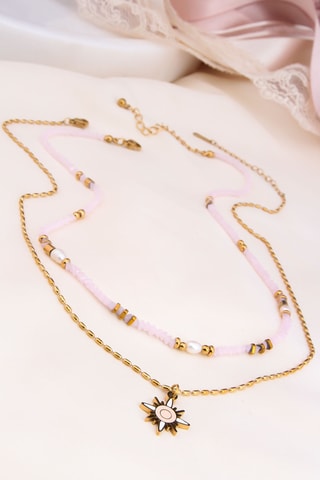 2 colliers - Plaqué or jaune, zircons et perles de culture