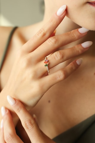 Bague - Plaqué or jaune et zircons 