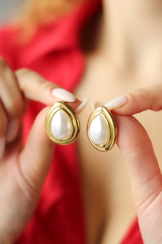 Puces - Plaqué or jaune et perle de culture
