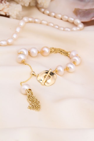 Bracelet - Plaqué or jaune et perles de culture