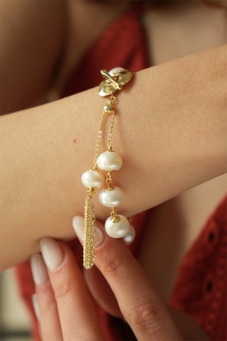 Bracelet - Plaqué or jaune et perles de culture