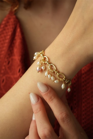 Bracelet - Plaqué or jaune et perles de culture