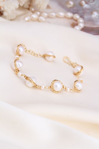 Bracelet - Plaqué or jaune et perles de culture