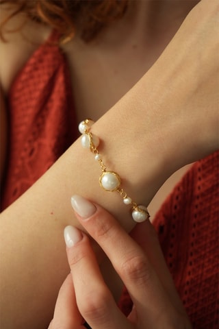 Bracelet - Plaqué or jaune et perles de culture