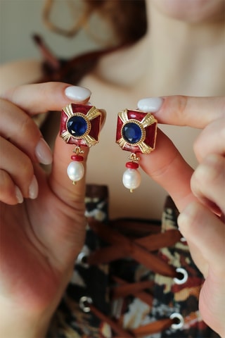 Boucles d'oreilles - Œils-de-chat et perles de culture