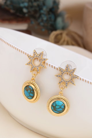 Boucles d'oreilles - Zircon et turquoise