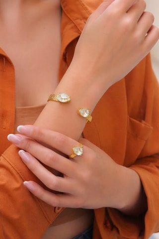 Parure - Plaqué or jaune et zircons