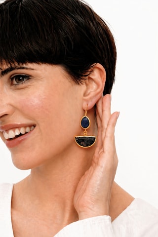 Boucles d'oreilles - Saphirs et labradorites