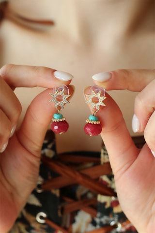 Boucles d'oreilles - Zircon et agate