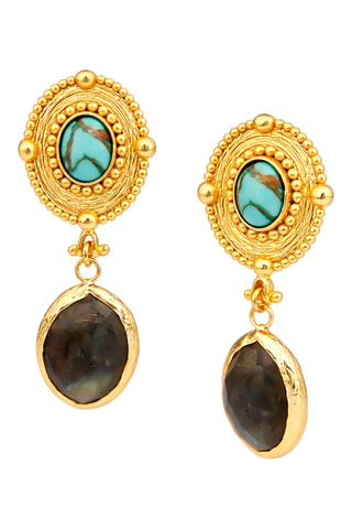 Boucles d'oreilles - Labradorites et turquoises