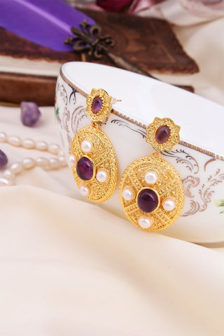 Boucles d'oreilles - Améthystes et perles de culture