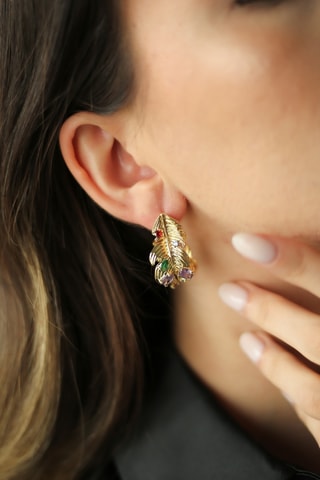 Puces - Plaqué or jaune et zircons