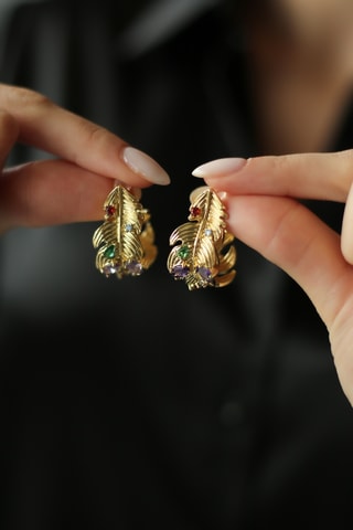 Puces - Plaqué or jaune et zircons