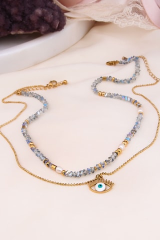 2 colliers - Plaqué or jaune, lapis-lazulis et perles de culture