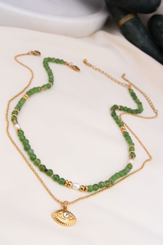 2 colliers - Plaqué or jaune, zircons et perles de culture