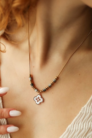 Collier - Plaqué or jaune et jaspes