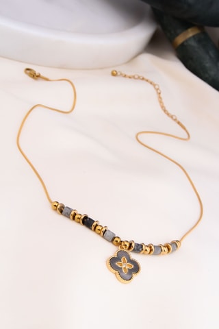 Collier - Plaqué or jaune et jaspes