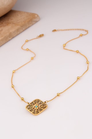 Collier - Plaqué or jaune et zircon