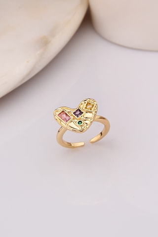Bague - Plaqué or jaune et zircons