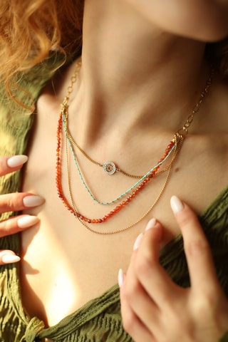Collier - Plaqué or jaune et zircons