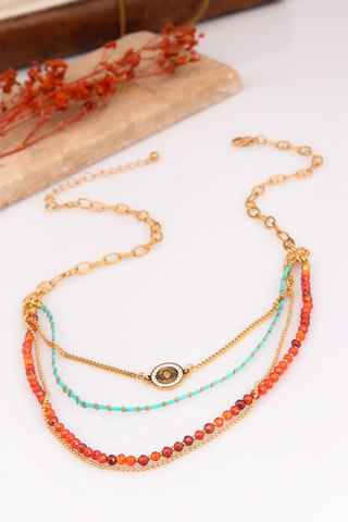 Collier - Plaqué or jaune et zircons
