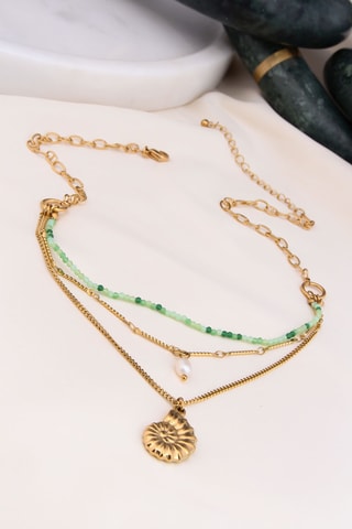 Collier - Plaqué or jaune et zircons