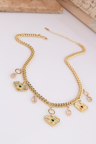 Collier - Plaqué or jaune et zircons
